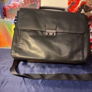 Cole Haan soft leather briefcase in black leather